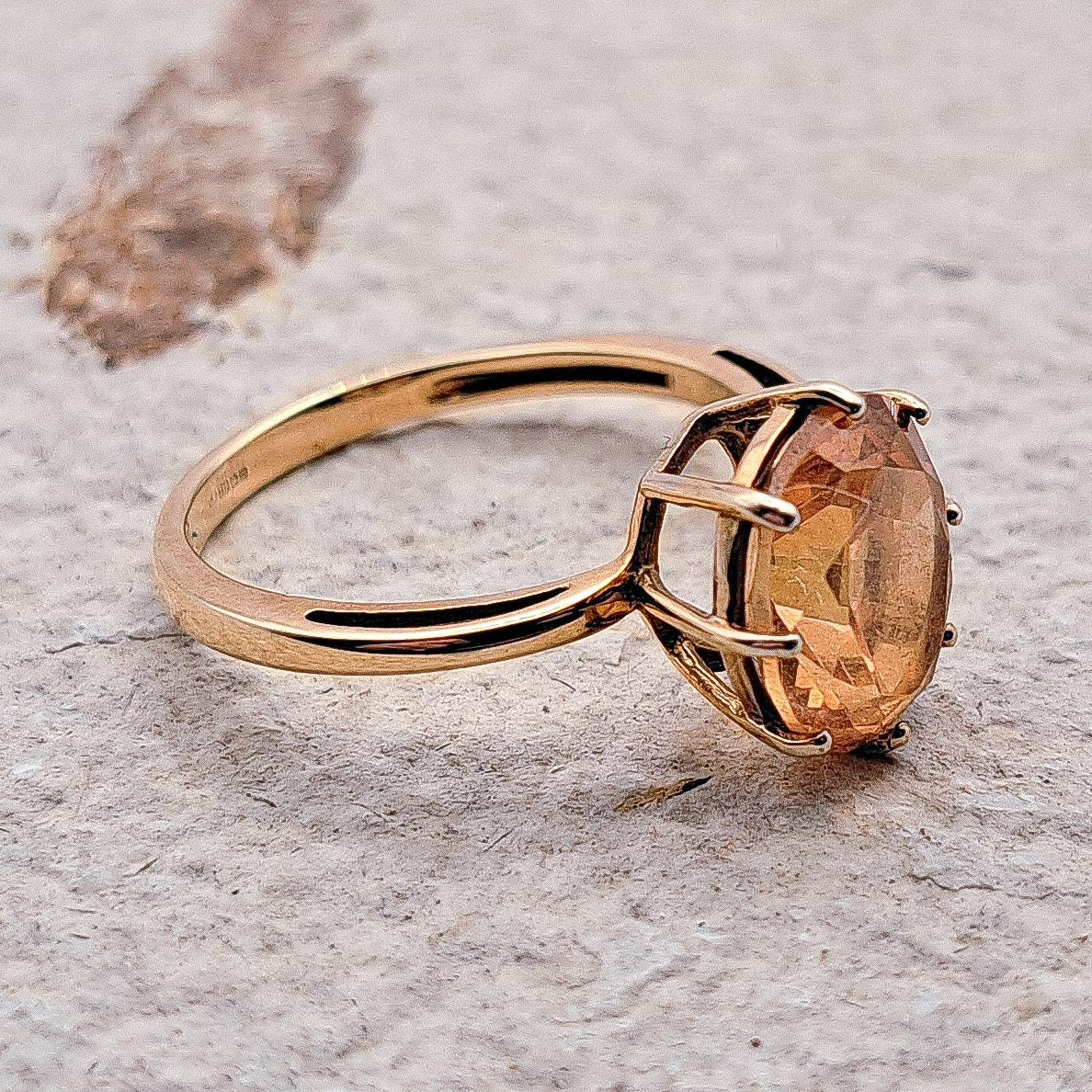 Citrine Ring | UK Size S | US Size 9 | 9 Carat Gold