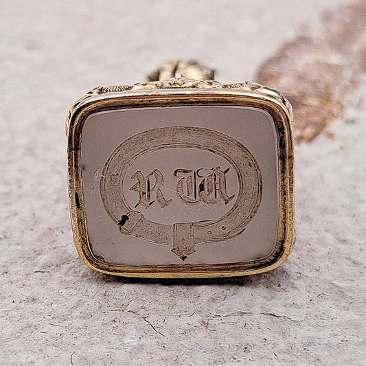 Antique Engraved Chalcedony Wax Seal