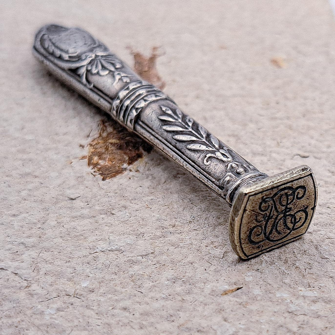 Antique Silver Engraved Wax Stamp