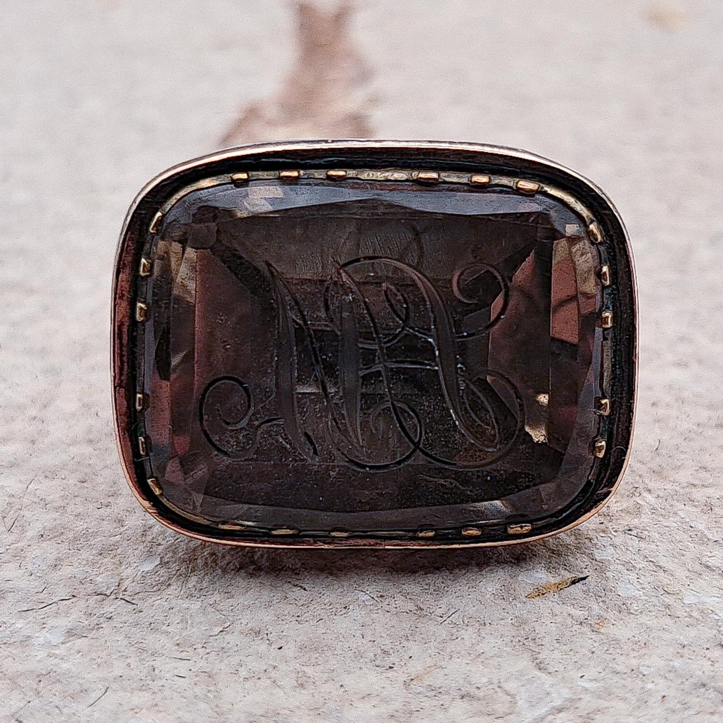 Antique Engraved Smokey Quartz Wax Seal