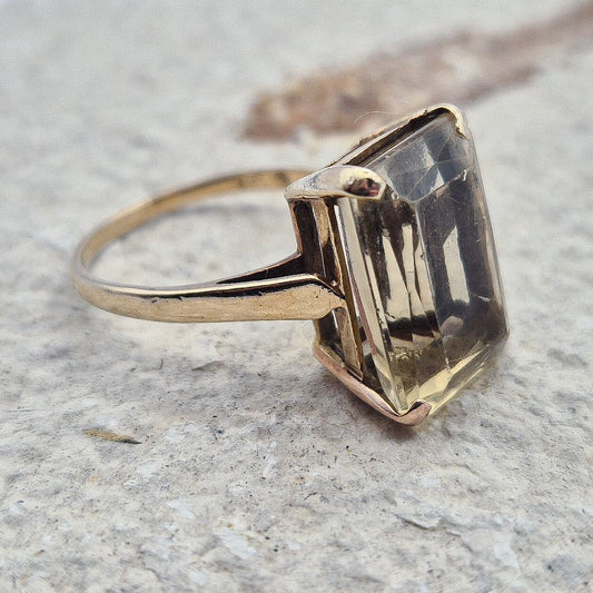 Vintage Citrine Cocktail Ring | UK Size M | US Size 6.25 | 9 Carat Gold