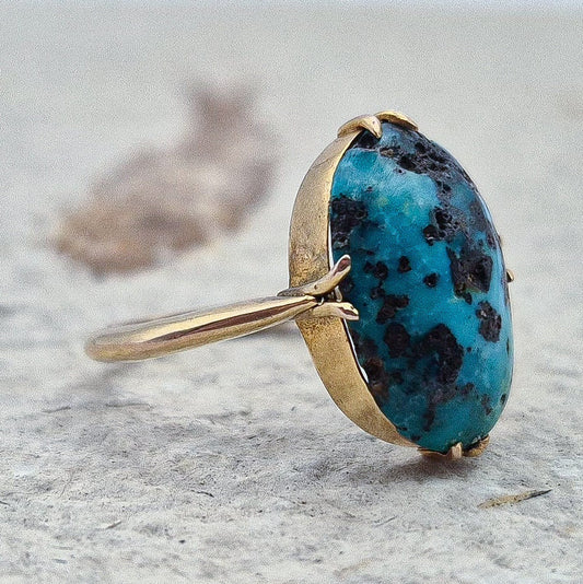 10ct Gold Turquoise Pinky Ring | UK Size H | US Size 3.75