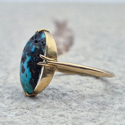 10ct Gold Turquoise Pinky Ring | UK Size H | US Size 3.75