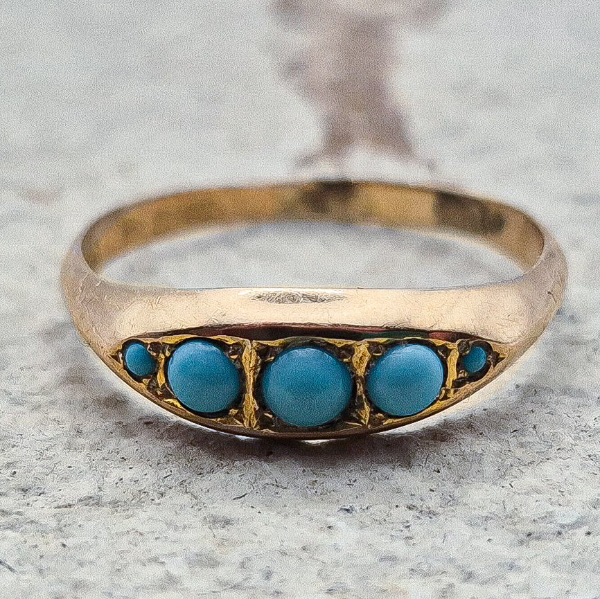 9ct Gold Turquoise Ring | UK Size Q | US Size 8