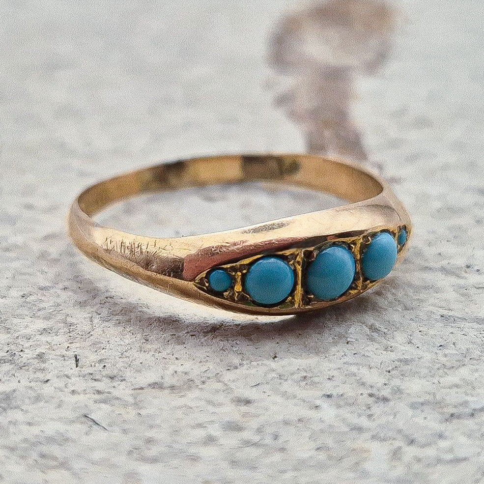 9ct Gold Turquoise Ring | UK Size Q | US Size 8