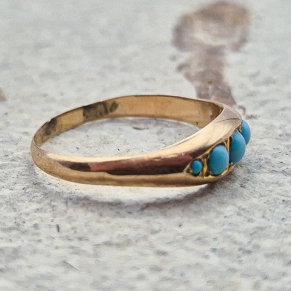 9ct Gold Turquoise Ring | UK Size Q | US Size 8