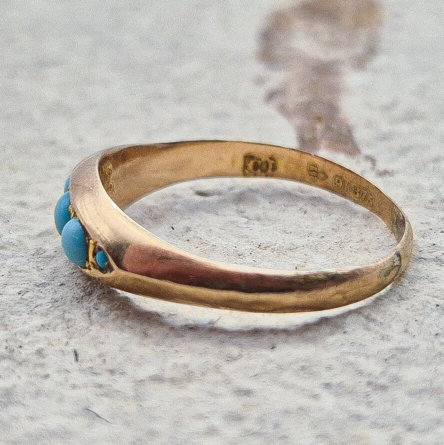 9ct Gold Turquoise Ring | UK Size Q | US Size 8